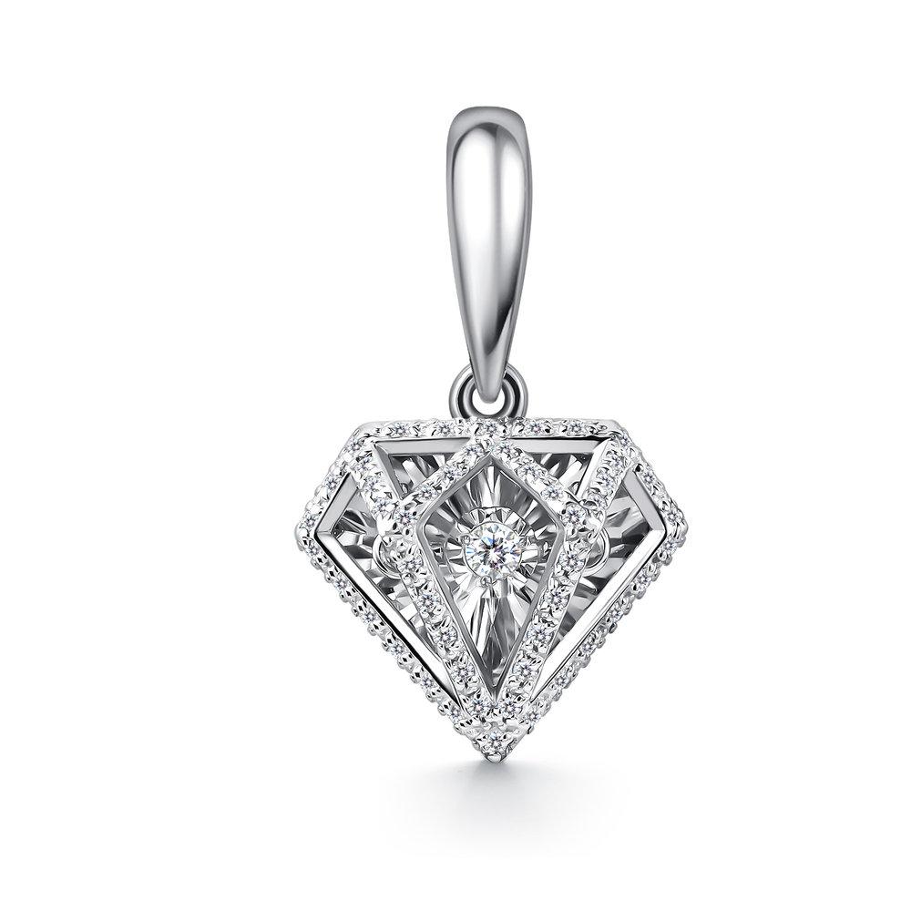 Подвеска декоративная Grigoriev, белое золото 585 проба, вставка бриллиант