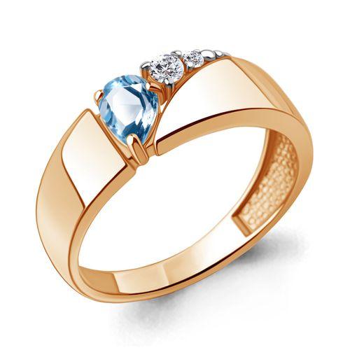 Кольцо декоративное Aquamarine, красное золото 585 проба, вставка фианит (Aquamarine, Россия)