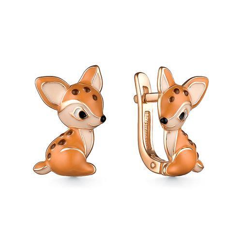 Серьги детские DEWI,  серебро 925 проба, вставка эмаль
