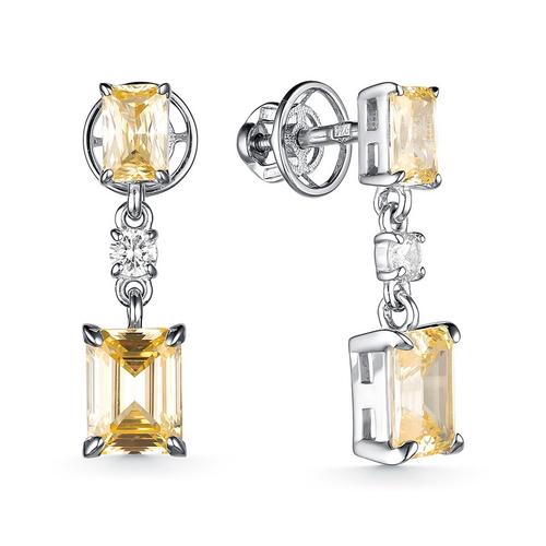 Серьги пусеты,  серебро 925 проба, вставка фианит (прочее, Россия)