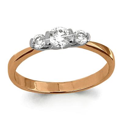 Кольцо декоративное Aquamarine, красное золото 585 проба, вставка фианит (Aquamarine, Россия)