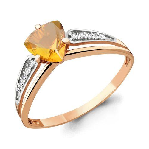 Кольцо декоративное Aquamarine, красное золото 585 проба, вставка фианит (Aquamarine, Россия)