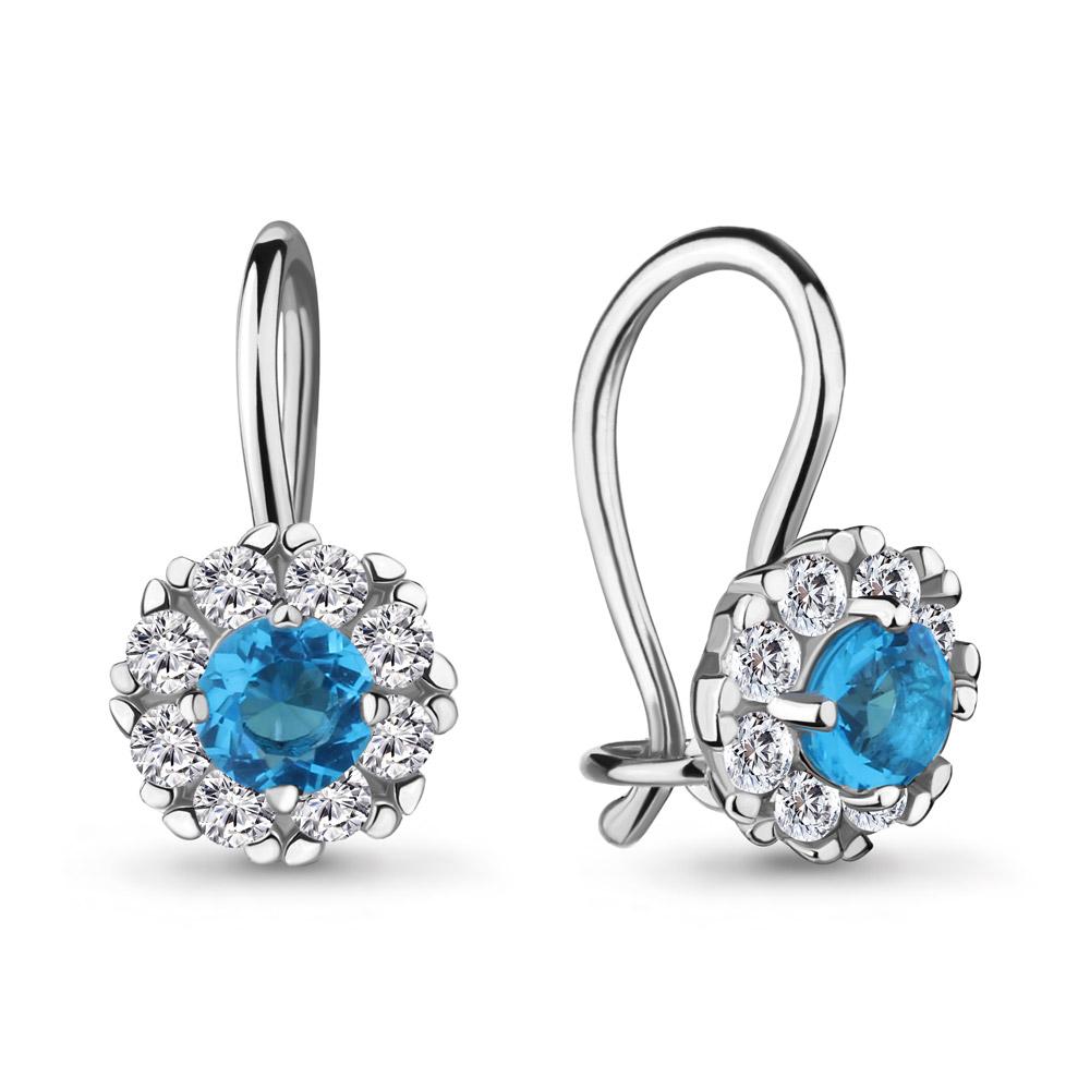 Серьги детские Aquamarine,  серебро 925 проба, вставка стекло