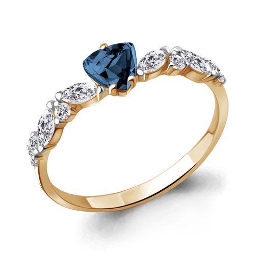 Кольцо декоративное Aquamarine, красное золото 585 проба, вставка фианит (Aquamarine, Россия)