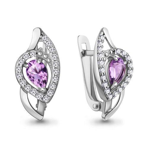 Серьги с английским замком Aquamarine,  серебро 925 проба, вставка фианит (Aquamarine, Россия)