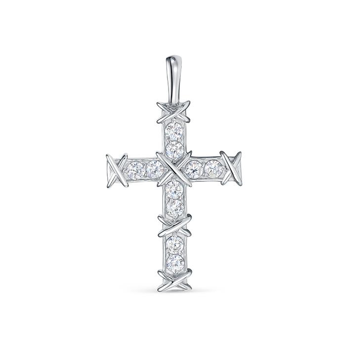 Подвеска крест декоративный Zlato,  серебро 925 проба, вставка фианит (Zlato, Россия)