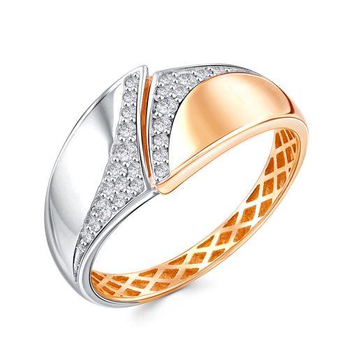 Кольцо декоративное ZOLOTYE UZORY, красное золото 585 проба, вставка цирконий