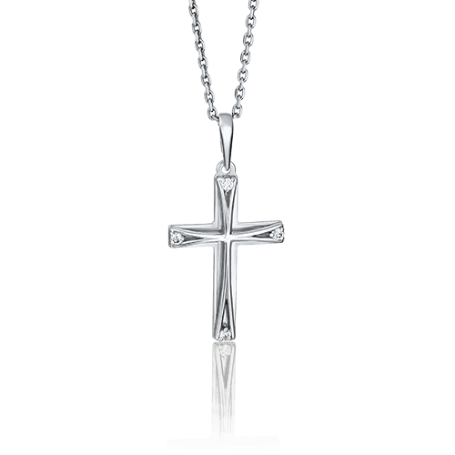Подвеска крестик Platina Jewellery, белое золото 585 проба, вставка фианит (Platina Jewellery, Россия)