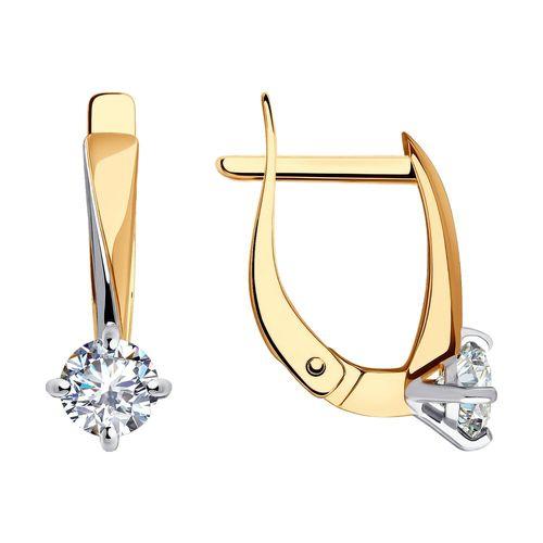 Серьги с английским замком Diamant, красное золото 585 проба, вставка фианит (Diamant, Россия)
