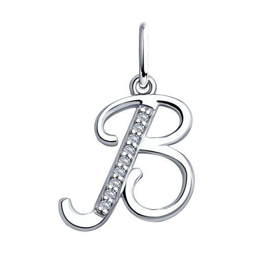 Подвеска буква Sokolov и Diamant,  серебро 925 проба, вставка фианит