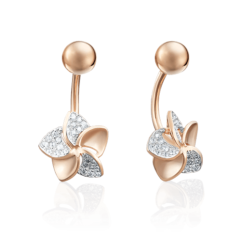 Пирсинг Platina Jewellery, красное золото 585 проба