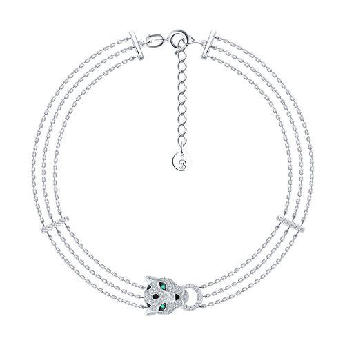 Браслет декоративный Sokolov и Diamant, белое золото 585 проба, вставка изумруд