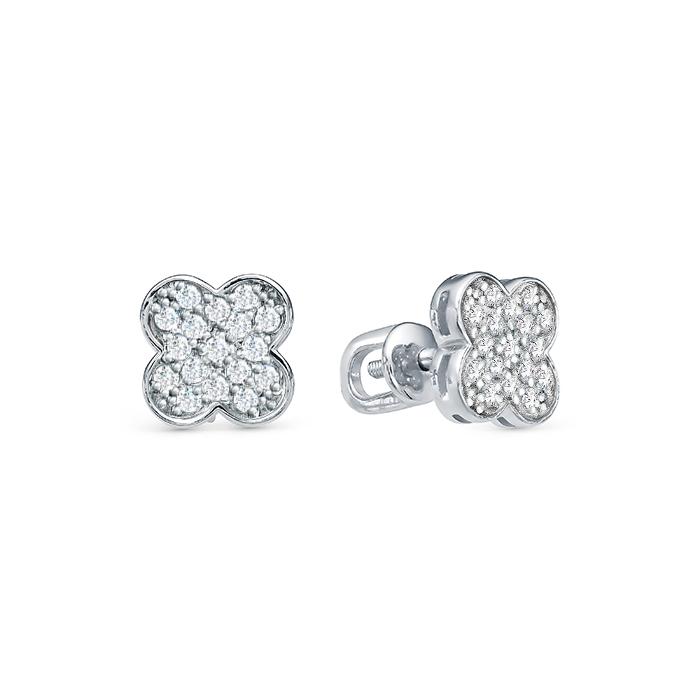 Серьги пусеты Zlato,  серебро 925 проба, вставка фианит