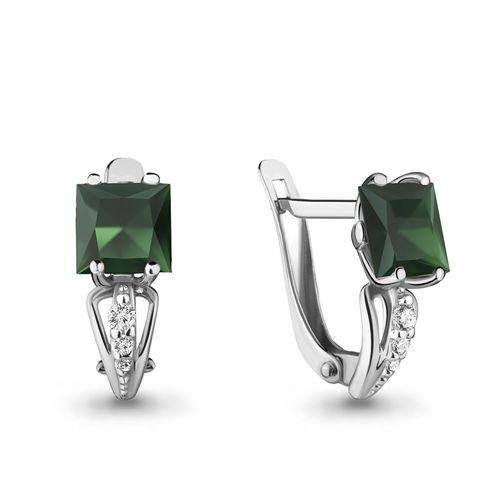 Серьги с английским замком Aquamarine,  серебро 925 проба, вставка фианит (Aquamarine, Россия)