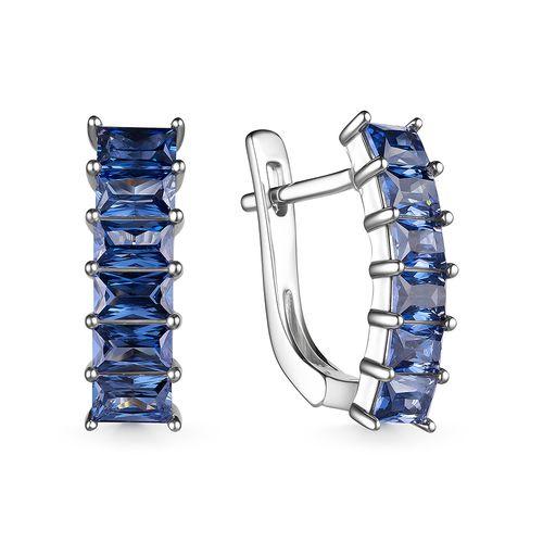 Серьги с английским замком,  серебро 925 проба, вставка фианит (Россия)