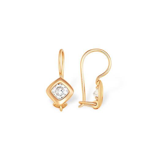 Серьги детские 7 Карат, красное золото 585 проба, вставка фианит