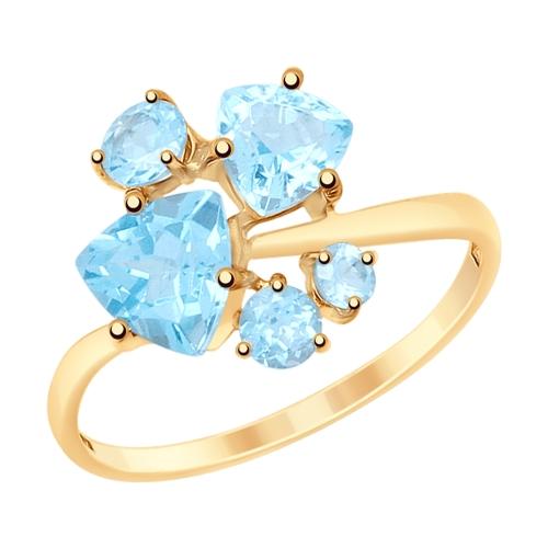 Кольцо декоративное SOKOLOV, красное золото 585 проба, вставка топаз (SOKOLOV, Россия)