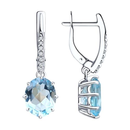 Серьги длинные Sokolov и Diamant,  серебро 925 проба, вставка топаз (Sokolov и Diamant, Россия)