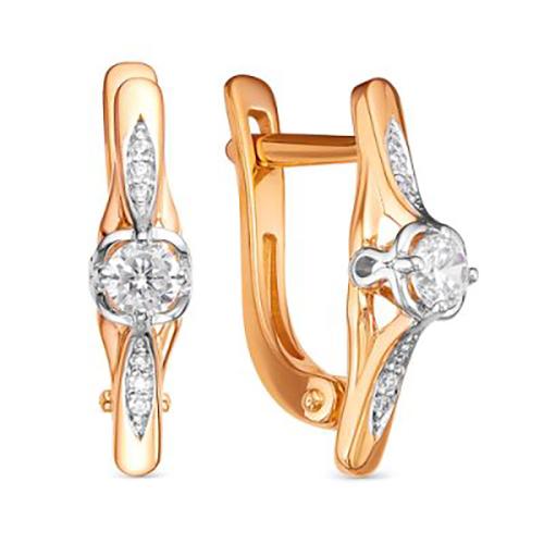 Серьги с английским замком RoseGrace, красное золото 585 проба, вставка бриллиант (RoseGrace, Россия)