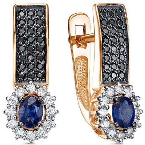 Серьги с английским замком ИМПЕРИАЛ, красное золото 585 проба, вставка бриллиант (ИМПЕРИАЛ, Россия)