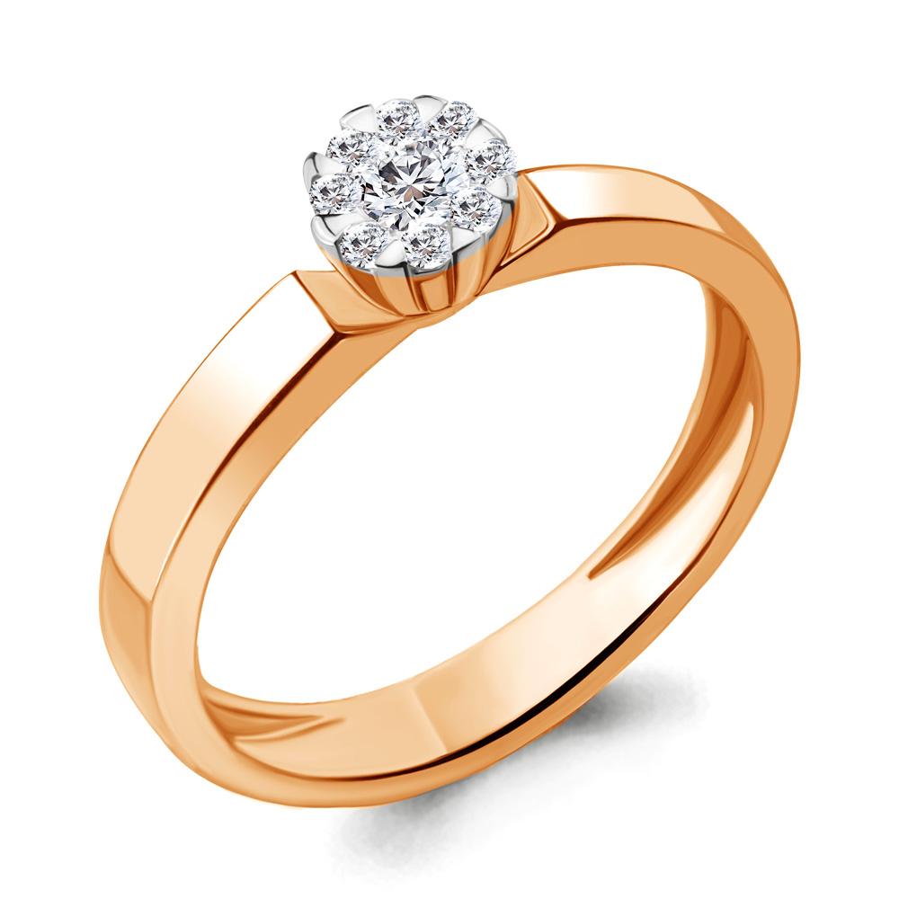 Кольцо помолвочное Aquamarine, красное золото 585 проба, вставка бриллиант (Aquamarine, Россия)