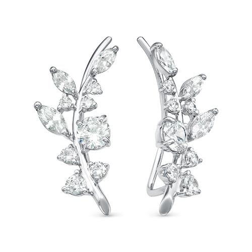 Серьги каффы Zlato,  серебро 925 проба, вставка фианит (Zlato, Россия)