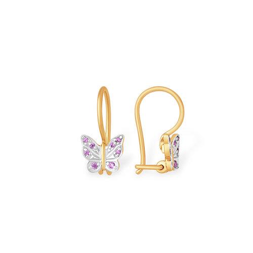 Серьги детские 7 Карат, красное золото 585 проба, вставка фианит (7 Карат, Беларусь)