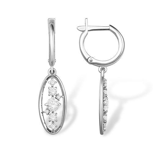 Серьги длинные Efremov,  серебро 925 проба, вставка фианит (Efremov, Россия)