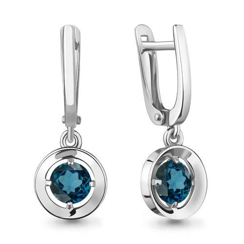 Серьги длинные Aquamarine,  серебро 925 проба, вставка топаз