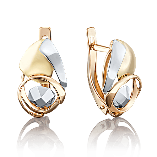 Серьги с английским замком Platina Jewellery, комбинированное золото 585 проба (Platina Jewellery, Россия)