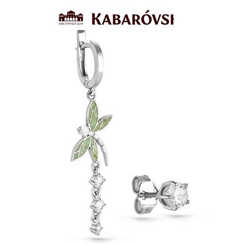 Серьги длинные KABAROVSKY,  серебро 925 проба, вставка фианит