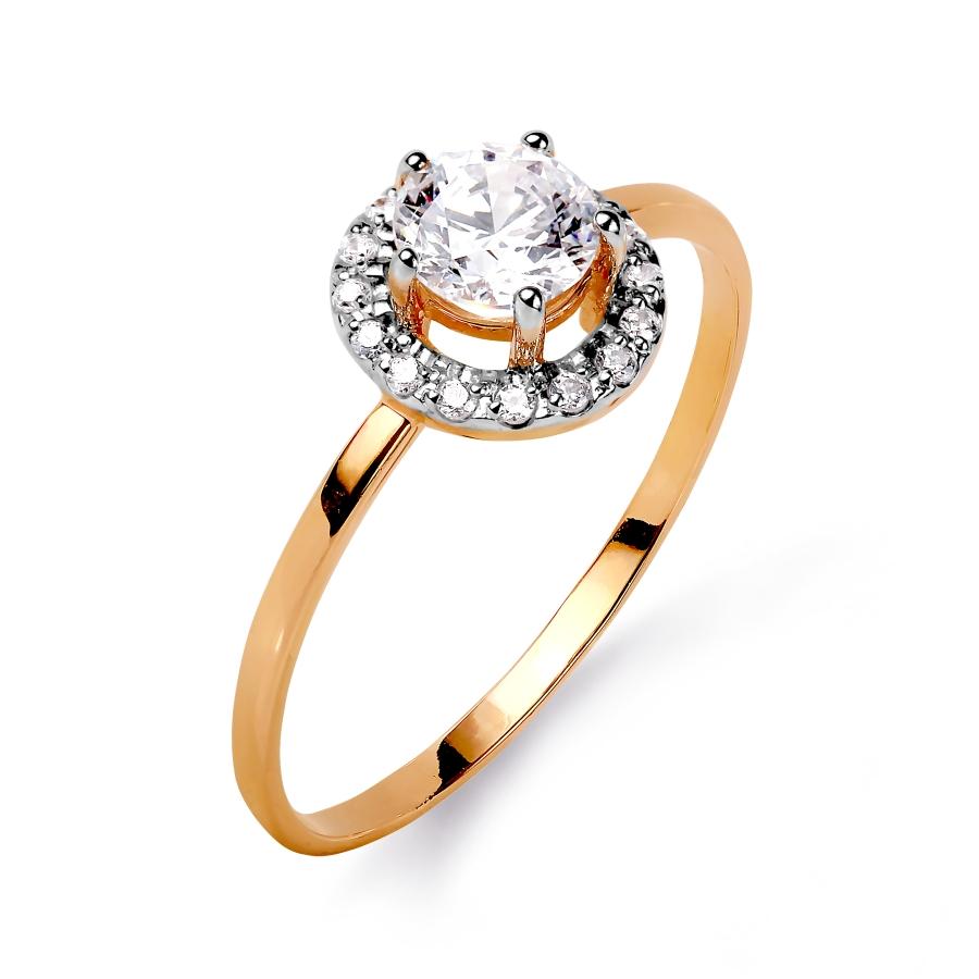 Кольцо помолвочное Karatov, красное золото 585 проба, вставка фианит (Karatov, Россия)