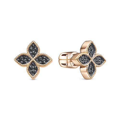 Серьги пусеты Berger, красное золото 585 проба, вставка фианит
