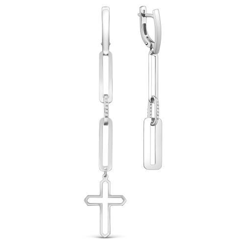 Серьги длинные Серебро России,  серебро 925 проба, вставка фианит (Серебро России, Россия)