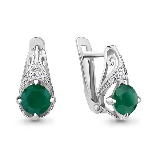 Серьги с английским замком Aquamarine,  серебро 925 проба, вставка фианит (Aquamarine, Россия)