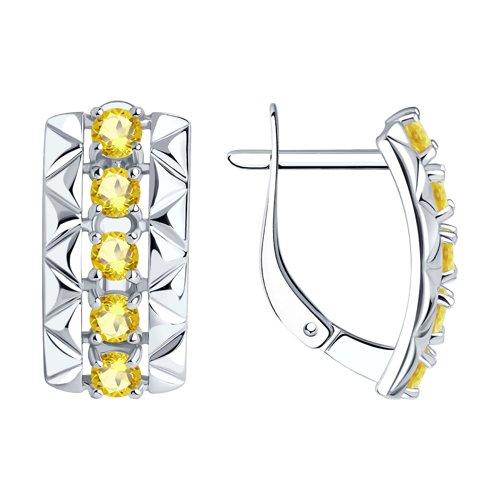 Серьги с английским замком Diamant,  серебро 925 проба, вставка цитрин