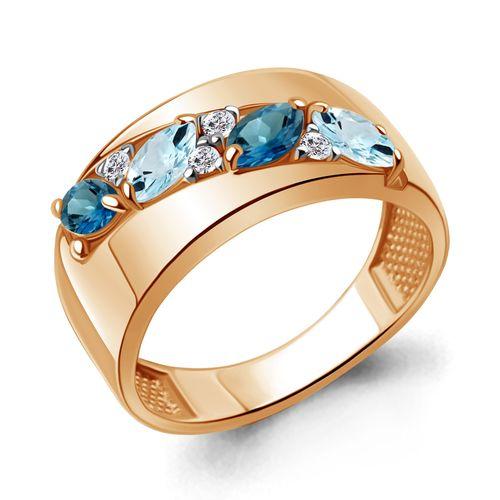 Кольцо декоративное Aquamarine, красное золото 585 проба, вставка фианит (Aquamarine, Россия)