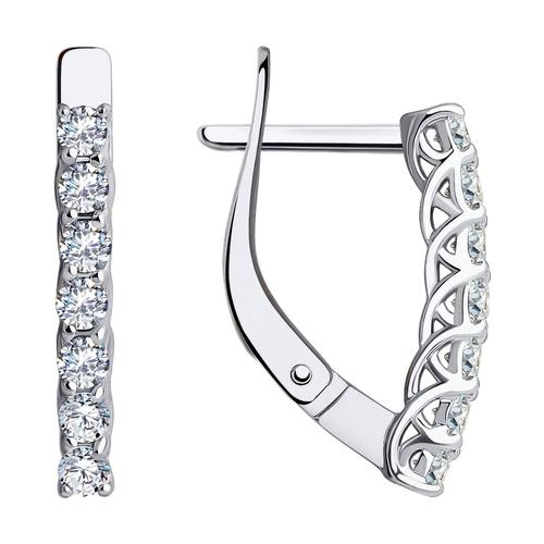 Серьги с английским замком Diamant, белое золото 585 проба, вставка фианит (Diamant, Россия)