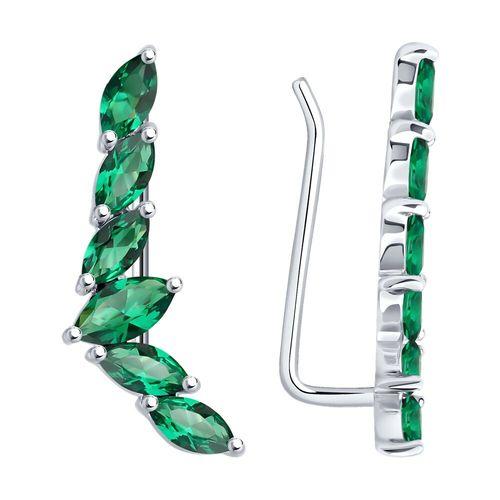 Серьги каффы Diamant,  серебро 925 проба, вставка ситалл