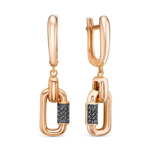 Серьги длинные Berger, красное золото 585 проба, вставка фианит (Berger, Россия)