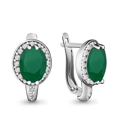 Серьги с английским замком Aquamarine,  серебро 925 проба, вставка фианит (Aquamarine, Россия)