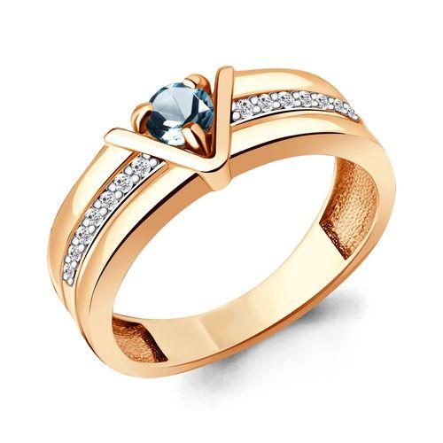 Кольцо декоративное Aquamarine, красное золото 585 проба, вставка фианит (Aquamarine, Россия)