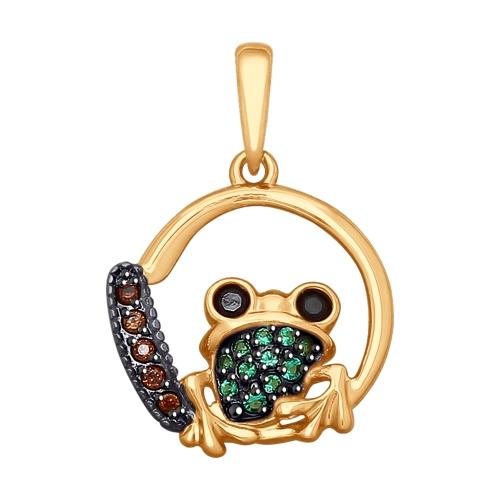 Подвеска декоративная SOKOLOV, красное золото 585 проба, вставка фианит (SOKOLOV, Россия)