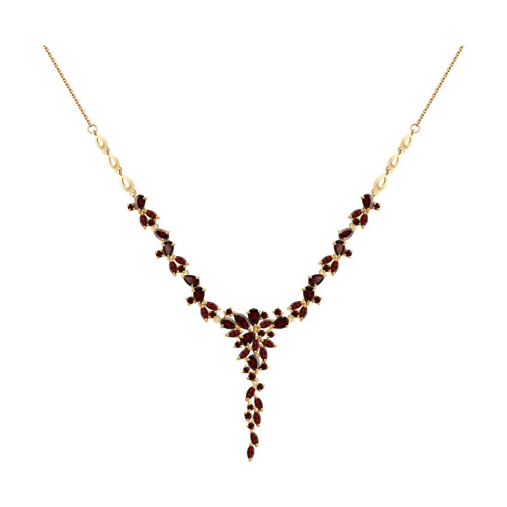Колье, красное золото 585 проба, вставка гранат