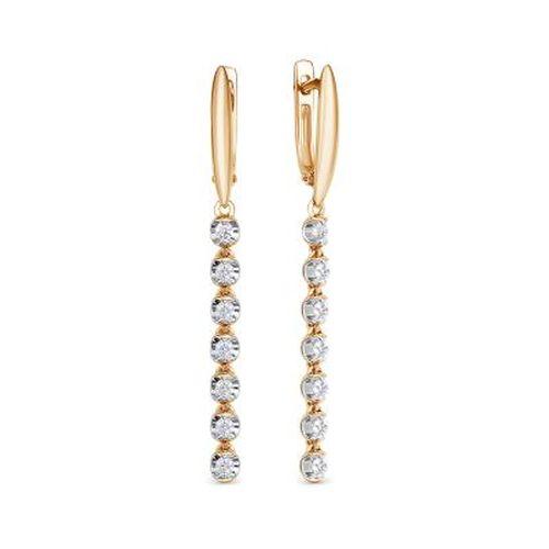 Серьги длинные RoseGrace, красное золото 585 проба, вставка бриллиант (RoseGrace, Россия)