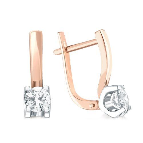 Серьги с английским замком 7 Карат, красное золото 585 проба, вставка бриллиант (7 Карат, Беларусь)