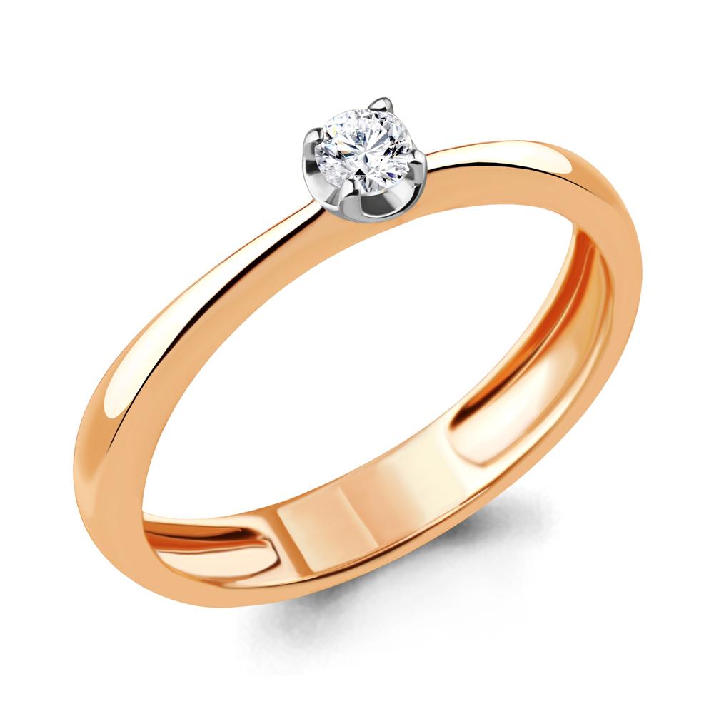 Кольцо помолвочное Aquamarine, красное золото 585 проба, вставка бриллиант (Aquamarine, Россия)