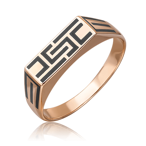 Кольцо печатка Platina Jewelry, красное золото 585 проба, вставка эмаль