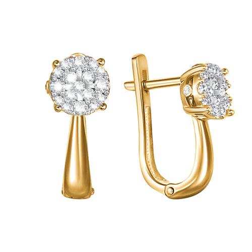 Серьги с английским замком 7 Карат, красное золото 585 проба, вставка бриллиант (7 Карат, Беларусь)