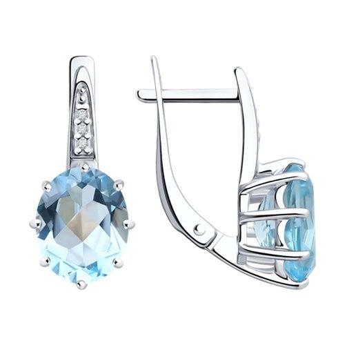 Серьги с английским замком Diamant,  серебро 925 проба, вставка топаз (Diamant, Россия)
